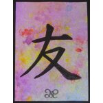 Aceo peinture fluo carte unique artist trading cards friend ami kanji tattoo psc
