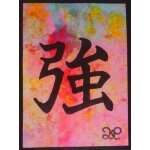 Aceo peinture fluo carte unique sketch card strong fort kanji tattoo psc 1 / 1 art