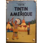 Affiche tintin et milou, tintin en amrique, herg, bd, bande dessine