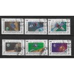 Afghanistan 1984 : espace : luna 1, 2 et 3 / apollo et soyouz - s�rie de 6 timbres oblit�r�s