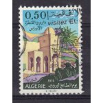 Algerie 1975 : journ�e du timbre : papier avec fragments de fils de soie - timbre oblit�r�
