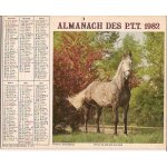 Almanach des ptt cartier - bresson 1982 (06) chevaux au paturage, cheval de selle gris pommel�