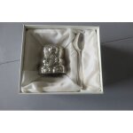 Ancien cadeau de naissance coquetier et cuill�re m�tal argent�