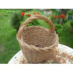 Ancien grand panier haut en rotin osier hauteur totale 50cm , diamtre 36cm environ - forme rare