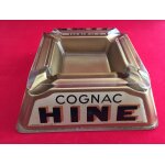 Ancien gros cendrier collector publicitaire cognac hine verre et or art d�co