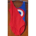 Ancien justaucorps de danse / twirling port� il y a une quarantaine d'ann�es - lycra rouge avec motif ...