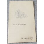 Ancien menu de mariage du 29 juillet 1946 - le mot menu est grav� en lettres argent�es sur un carton ...