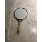 Ancien miroir face a main argent rond