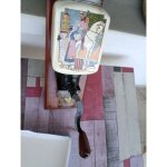 Ancien moulin a caf� m�canique mural. tr�mie en fa�ence de sarreguemines. d�but xx�me