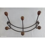 Ancien porte manteau fer forgé 6 patère bois Ancien porte manteau fer forgé 6 patère bois