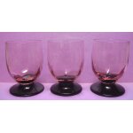 Ancien service - lot de 3 : verre a pied vin ou autre - forme ballon - fum rose / mauve - 10 cl