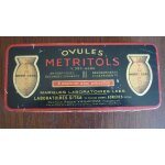 Ancienne boite metal tole  ovules metritols , ca 1950.