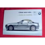 Ancienne carte postale voiture bmw publicitaire. marque bmw z4. 2005. l'hiver sera rude, roulez en roadster. ...