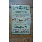 Ancienne plaque metal tole emboutie  comestibles aux truffes claudot - deschandeliers ruffec , ca 1900 ...