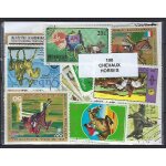 Animaux chevaux 100 timbres diff�rents