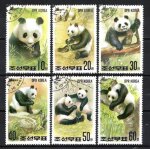 Animaux pandas core du nord 1991 (112) srie complte de 6 timbres oblitrs