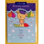 Anniversaire: bear's party - carte 2 volets + enveloppe (riverside cards, ours, ourson, enfant)