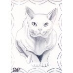 Aquarelle dessin original chat assis paint nature d�co drawing cat p318