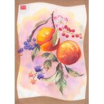 Aquarelle peinture original nature pches baies fleur feuilles paint peach nm84