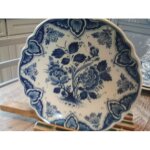 Assiette d�corative de delft - bleue - motif - fleurs