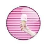 Badge cornet de glace fraise ice cream yummy pop pink gourmand rose retro 80's 90's pins �25mm