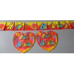 Banderole plastifi�e happy birthday 10x85cm + 2 banderoles form�es de coeurs de papier happy birthday ...