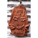 Bas relief hibou en terre cuite artisanal pi�ce unique hauteur 24, 3 cm largeur 16, 5 cm