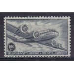 Belgique 1946 poste aerienne : avion douglas dc - 4 - timbre 100 f. gris - noir neuf * cote 6 �