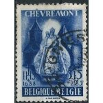 Belgique 1948, au profit de l'oeuvre de chevremont, beau timbre yvert 779, 3f. 15 bleu, chapelle notre ...