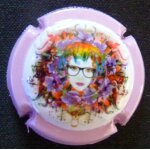 Tr�s belle capsule multicouleurs de cr�mant fine bulles = un visage de femme portant des lunettes, contour ...