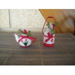 Bidon a lait miniature en bois + théière fleurie miniature pour vitrine ou maison poupée Bidon a lait miniature en bois + théière fleurie miniature pour vitrine ou maison poupée