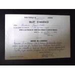 Billet d'absence ecole publique année 1963 Billet d'absence ecole publique année 1963