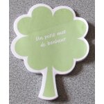 Bloc - notes original en forme d'arbre - fond vert avec inscription un petit mot de bonheur - diam�tre ...