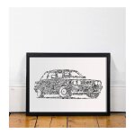 Bmw e30 serie 3. affiche a4 a partir d'un dessin a la main