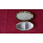 Bo�te a pilule en porcelaine et m�tal - d�cor fleurs