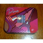 Boite vide en m�tal a charni�re - tour eiffel fauchon paris - dim 8, 5x10, 5cm environ