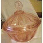 Bonbonnire pour drages / sucrier - en verre rose