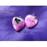 Boucles d'oreilles coeurs en agate. rose, noir, blanc et dor�. 2. 3 cm. peuvent etre utilis�es comme ...