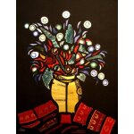 Bouquet sur coin de table, collage de vianney frain