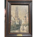 Vends cadre estampe originale de fran�ois stroobant (1819 - 1916)repr�sentant la ville de bruges