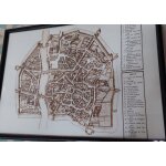 Cadre sous - verre reproduction  plan de castres  lev en 1674 par samuel picard