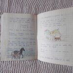 Cahier d'ecole manuscrit et d�cor� - d�claration d'amour d'une petite fille a sa m�re