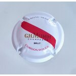Capsule de champagne , muselet g. h mumm brut. cordon rouge. blanc mat barre rouge hors jupe Capsule de champagne , muselet g. h mumm brut. cordon rouge. blanc mat barre rouge hors jupe