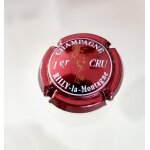 Capsule de champagne rilly - la - montagne 1er cru. rouge bordeaux fonc� et blanc. silhouette or.