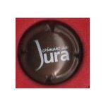 Capsule de cr�mant du jura , fond marron , ecriture blanche.