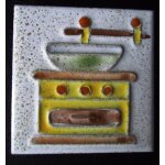 Carreau de c�ramique emaill� made in italy d�cor moulin a caf�