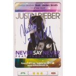 Carte justin bieber + signature en relief (10 x 6 cm)