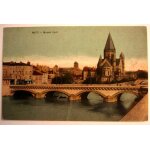 Carte postale ancienne en couleurs moselle metz moyen pont