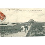 Carte postale ancienne, france, ille et vilaine ( 35 ), saint malo, le fort du petit b� et l'embarcad�re ...