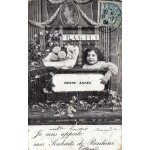 Carte postale ancienne, france, voeux, bonne anne, enfant, bouquet de fleurs, 'je vous apporte mes souhaits ...